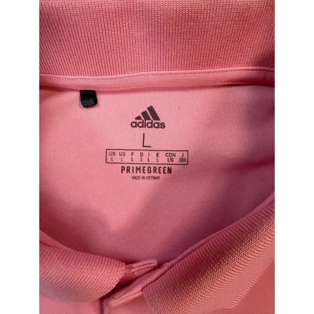 Adidas Mens Primegreen Golf Polo Shirt‎ Pink Short Sleeve Logo Size L